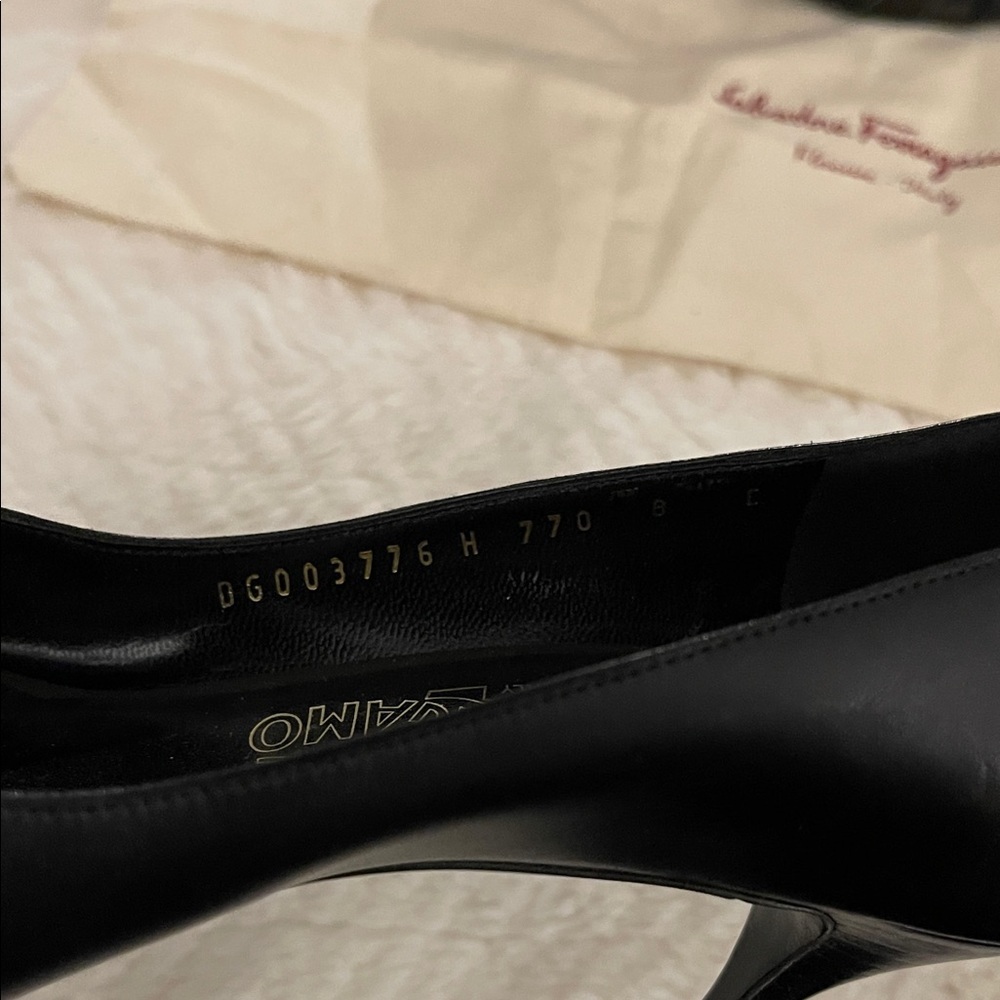 Salvatore Ferragamo Black Peep-Toe Heels - Picture 7 of 7